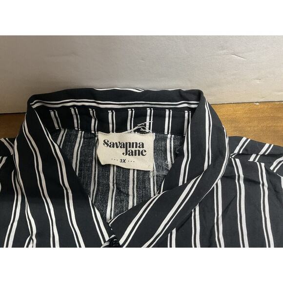 Savanna Jane Tunic Top Women Size 3X Black White Striped Blouse NWT - Picture 4 of 10